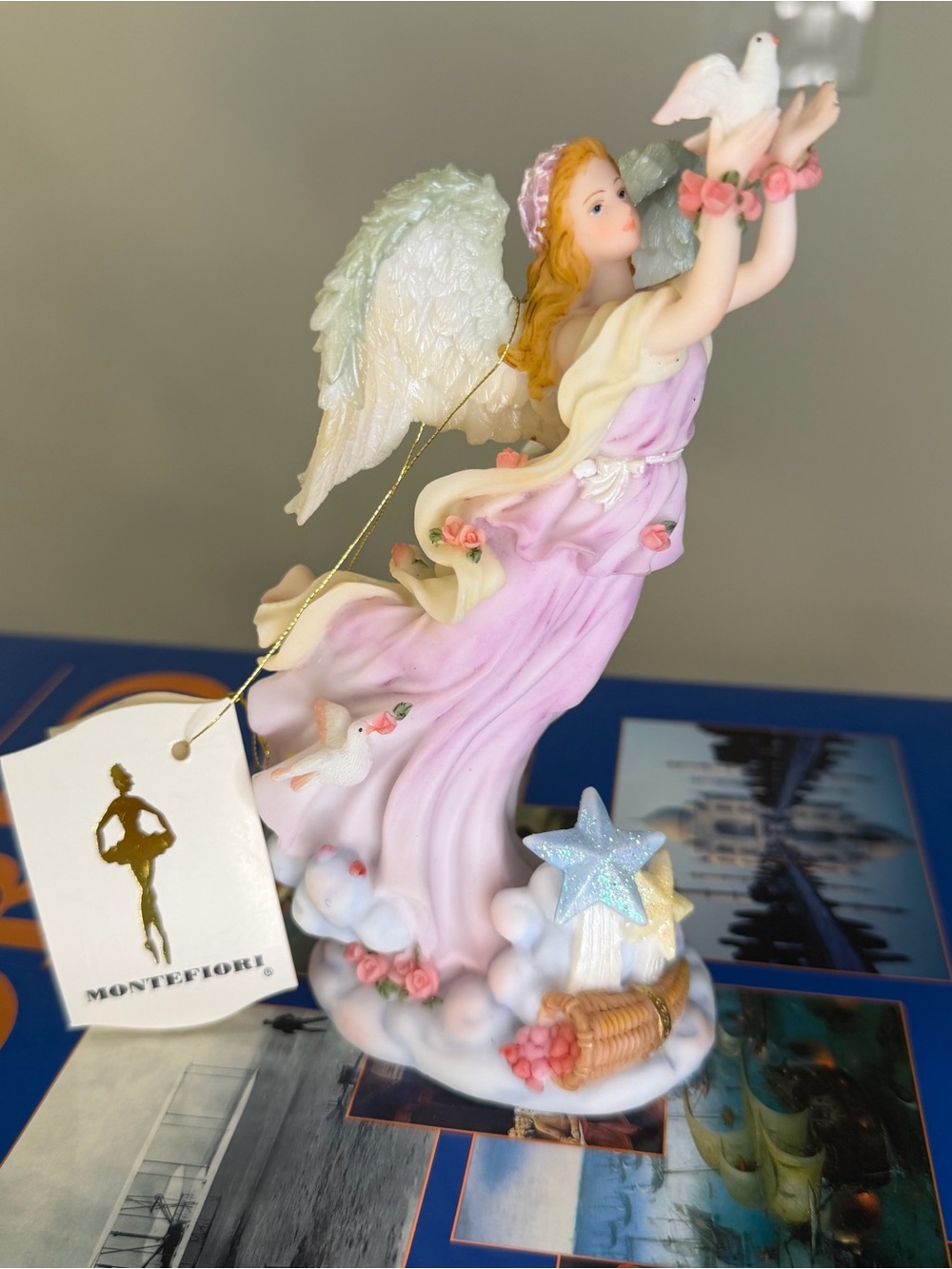 Montefiori Angel Figurine in Pastel Pink and Cream